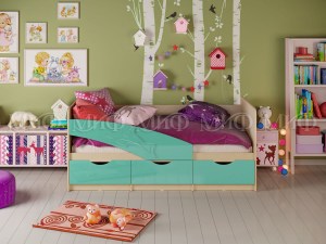 Детская кровать Дельфин-глянец бирюза (Миф)